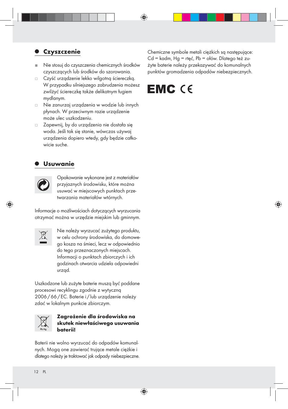 Czyszczenie, Usuwanie | Silvercrest Z30936 User Manual | Page 12 / 33