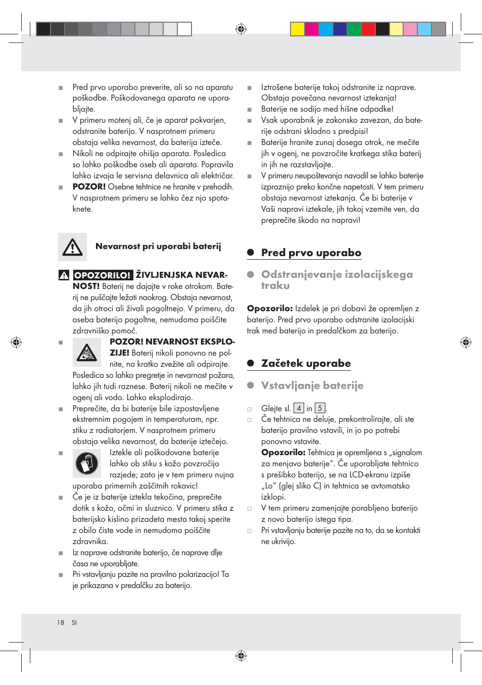 Začetek uporabe vstavljanje baterije | Silvercrest Z30936 User Manual | Page 18 / 33