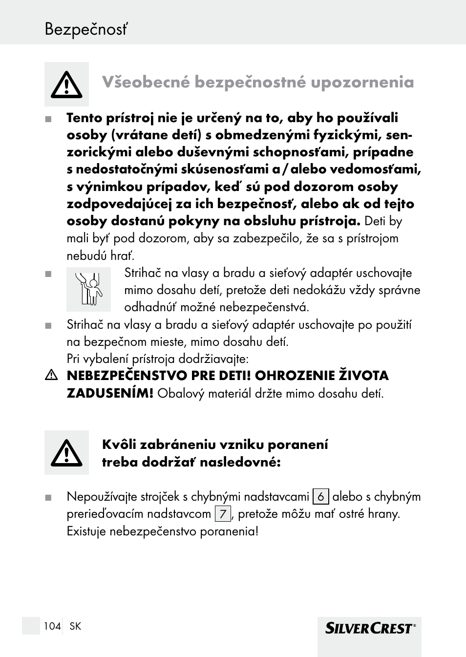 Bezpečnosť, Všeobecné bezpečnostné upozornenia | Silvercrest SHBS 1000 A1 User Manual | Page 104 / 137