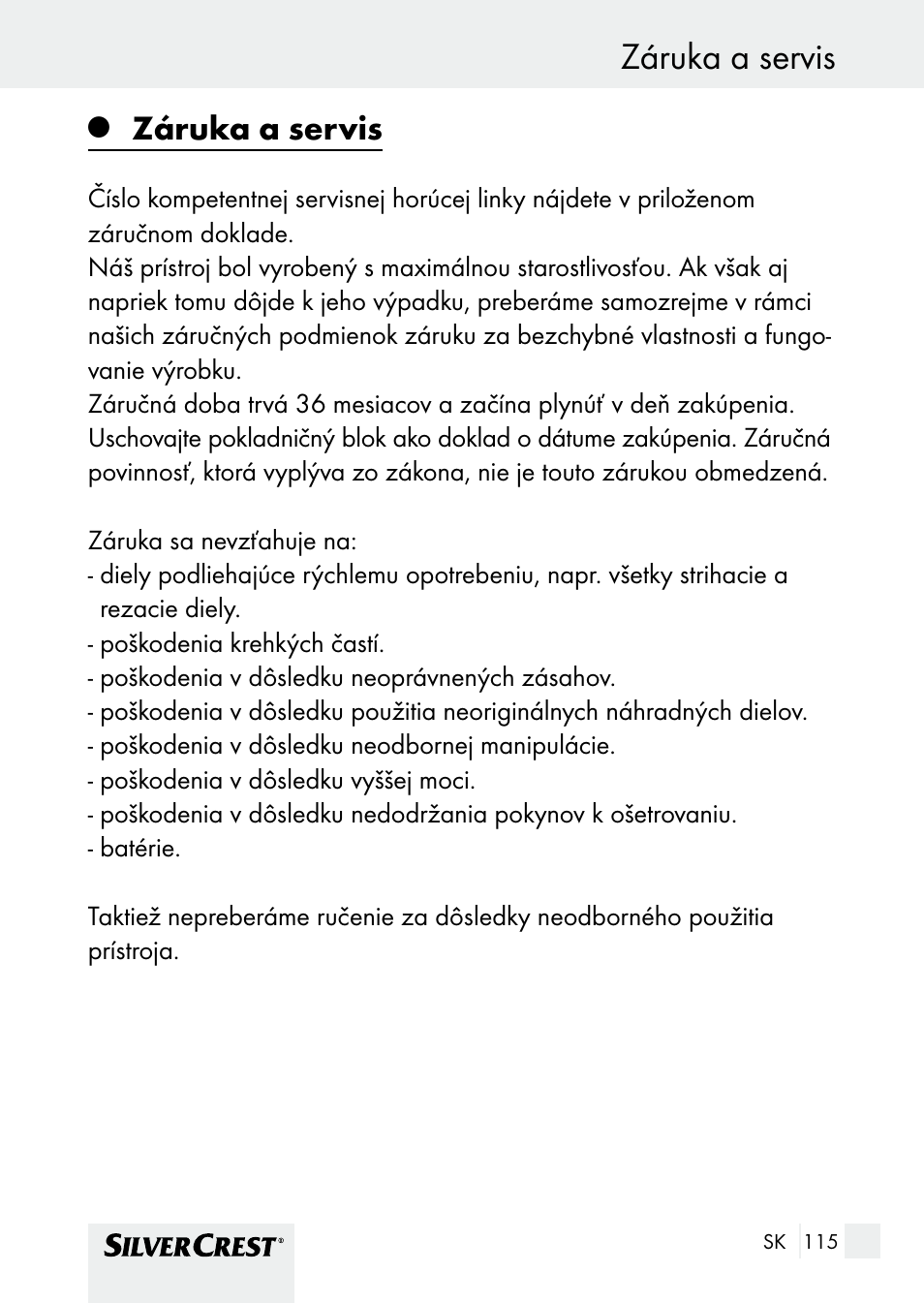Záruka a servis | Silvercrest SHBS 1000 A1 User Manual | Page 115 / 137