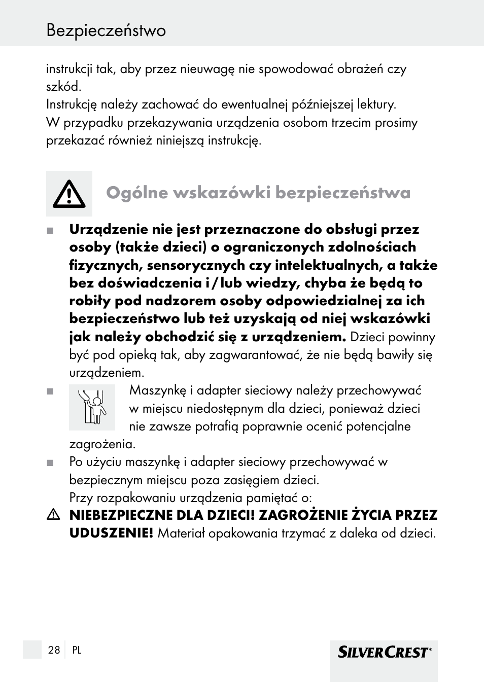 Bezpieczeństwo, Ogólne wskazówki bezpieczeństwa | Silvercrest SHBS 1000 A1 User Manual | Page 28 / 137