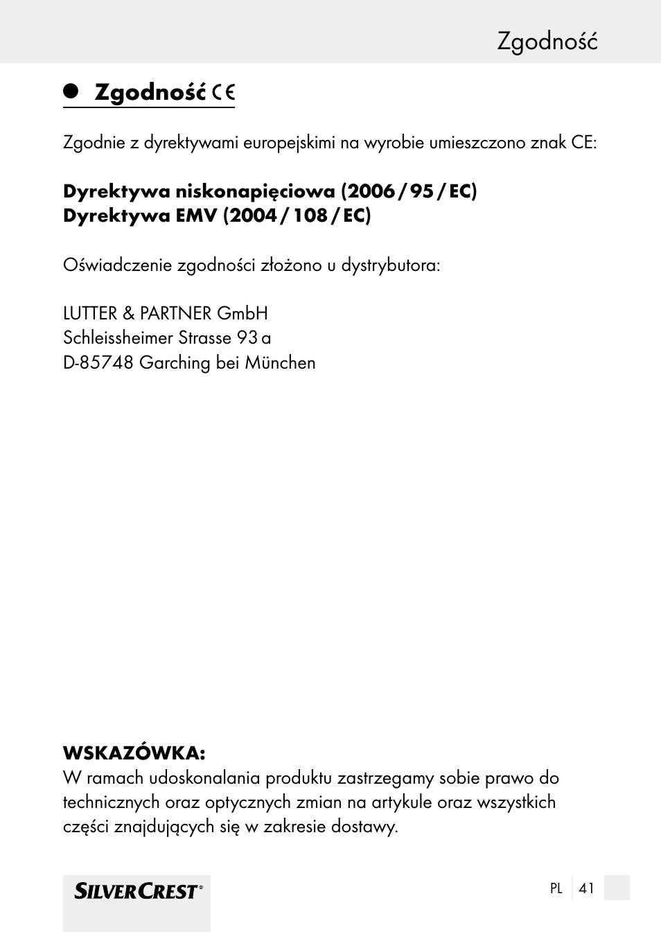 Zgodność | Silvercrest SHBS 1000 A1 User Manual | Page 41 / 137