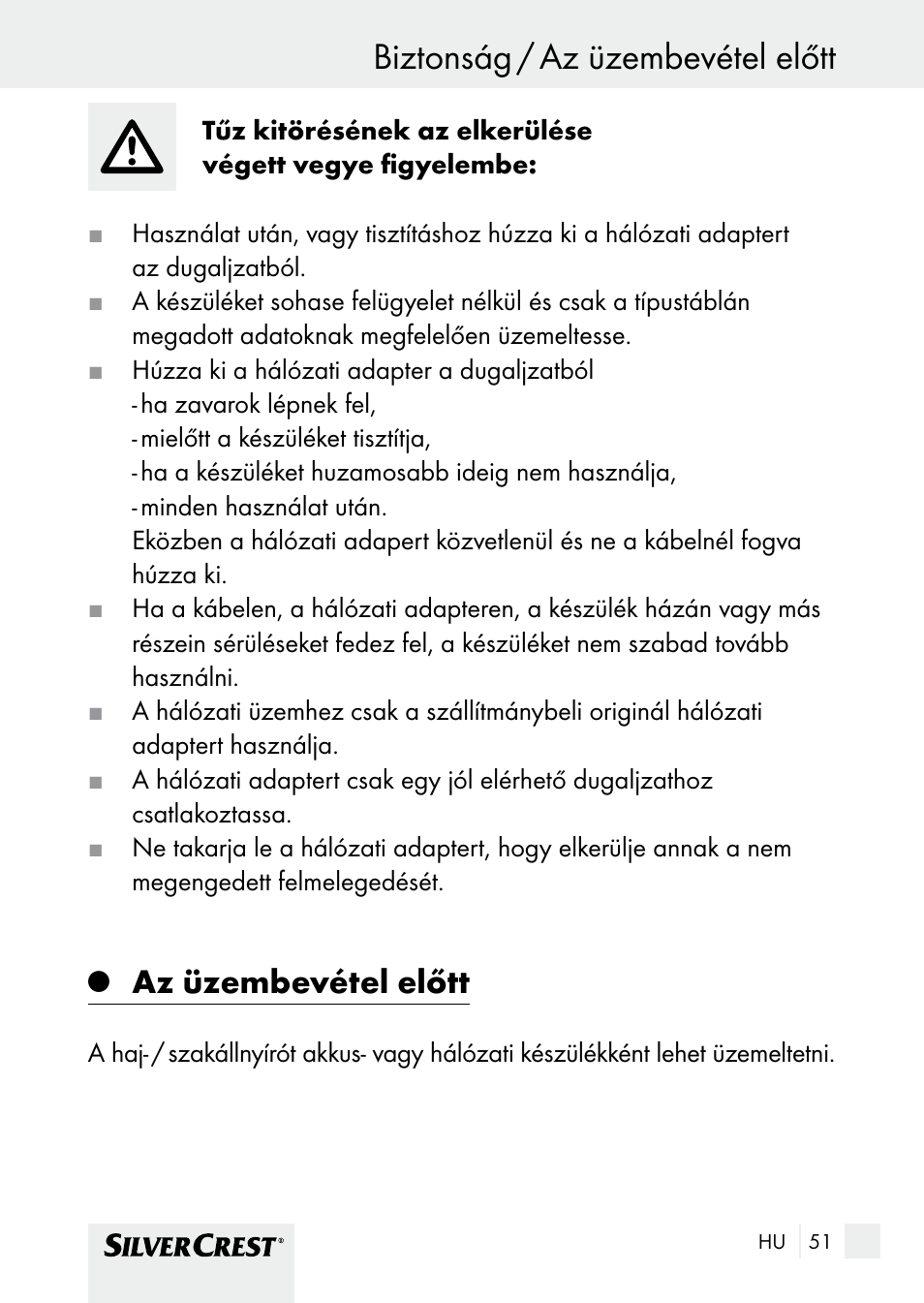Biztonság / az üzembevétel előtt, Az üzembevétel előtt | Silvercrest SHBS 1000 A1 User Manual | Page 51 / 137