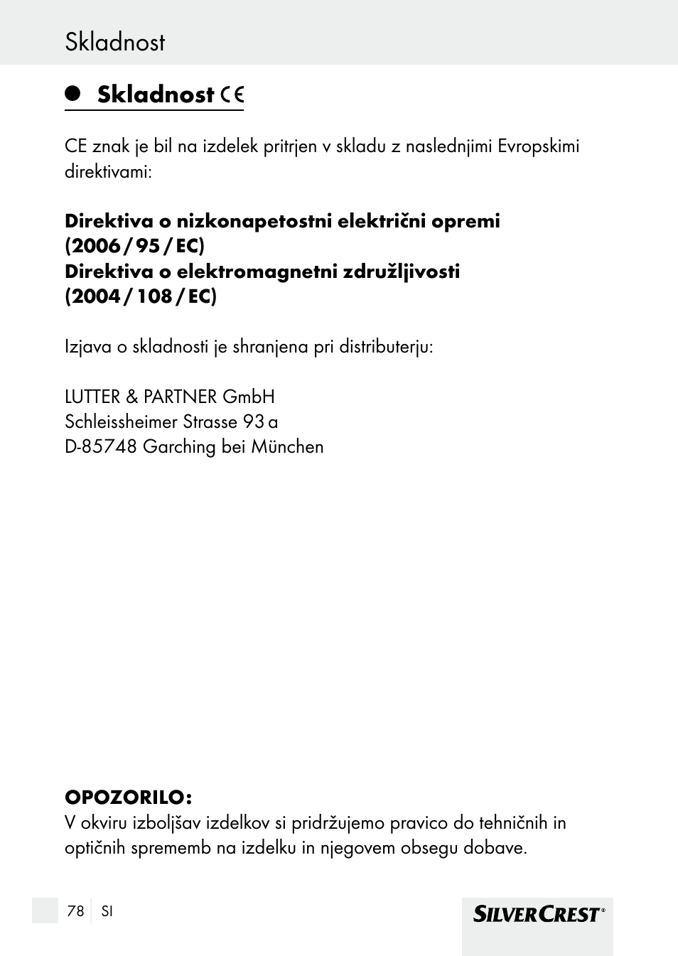 Skladnost | Silvercrest SHBS 1000 A1 User Manual | Page 78 / 137