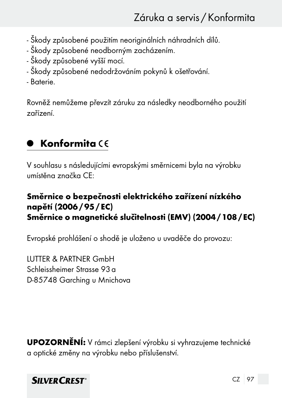 Záruka a servis / konformita, Konformita | Silvercrest SHBS 1000 A1 User Manual | Page 97 / 137
