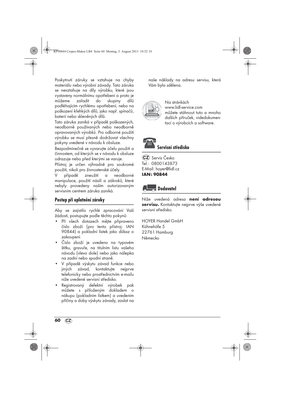 Postup při uplatnění záruky, Servisní středisko, Dodavatel | Silvercrest SCM 1500 A1 User Manual | Page 62 / 86