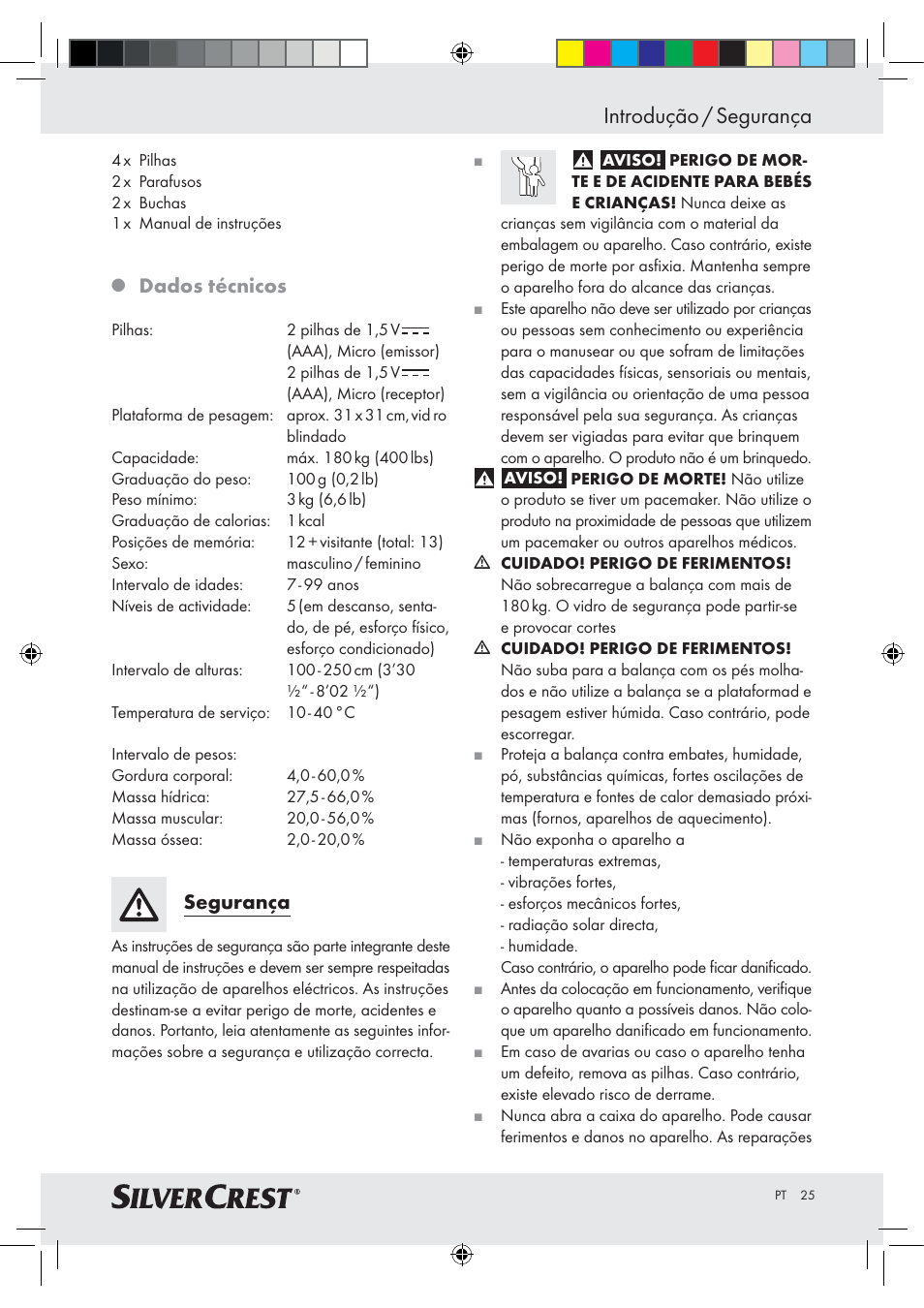 Introdução / segurança, Dados técnicos, Segurança | Silvercrest Z28414-TX User Manual | Page 23 / 46