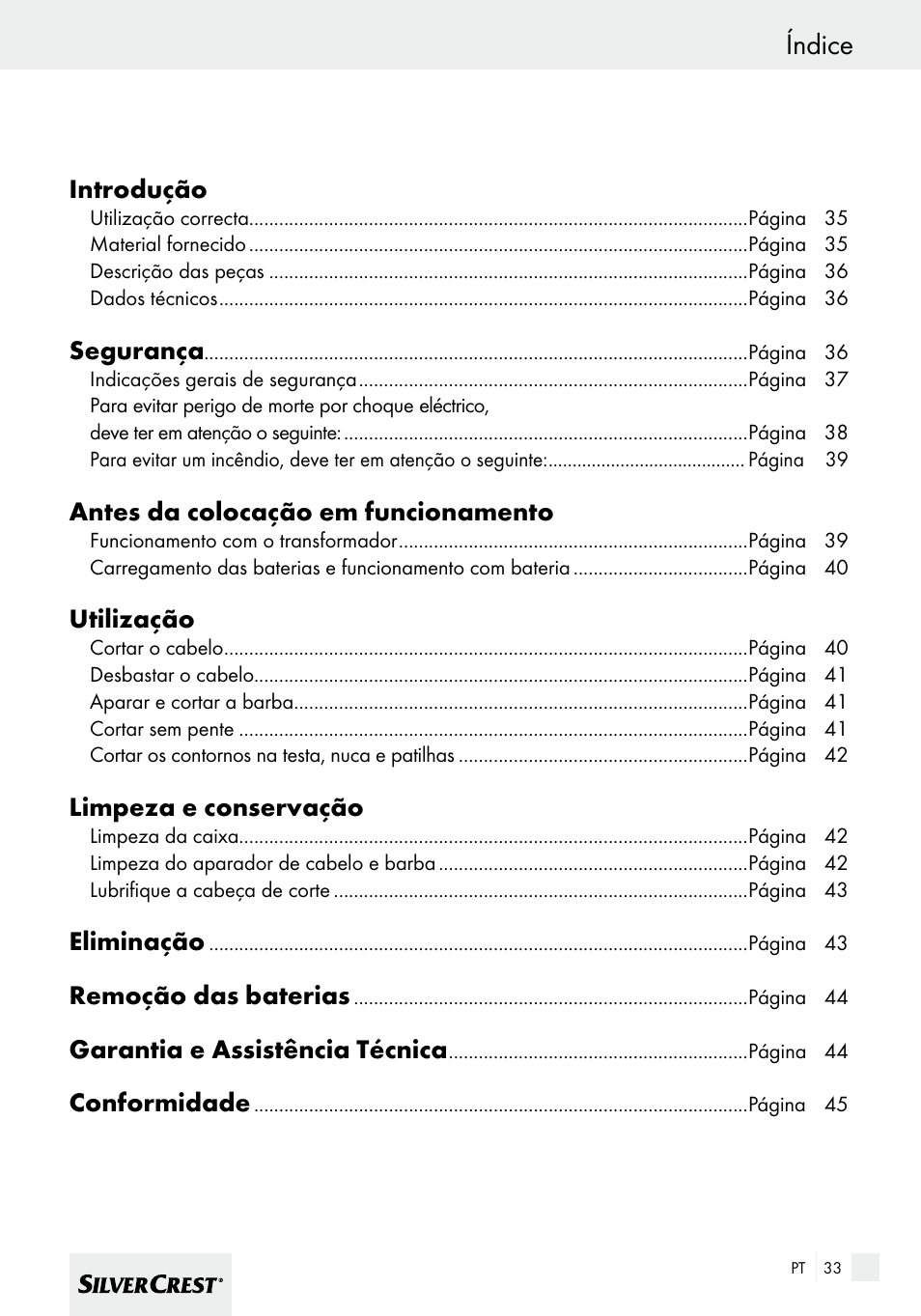 Índice | Silvercrest SHBS 600 A1 User Manual | Page 33 / 77
