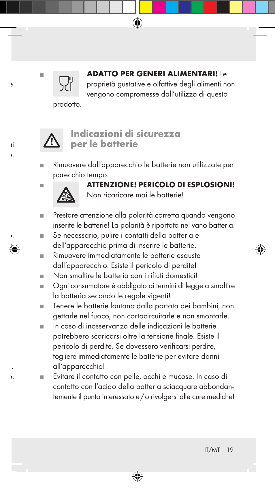 Indicazioni di sicurezza per le batterie | Silvercrest Z31246A Z31246B User Manual | Page 19 / 55