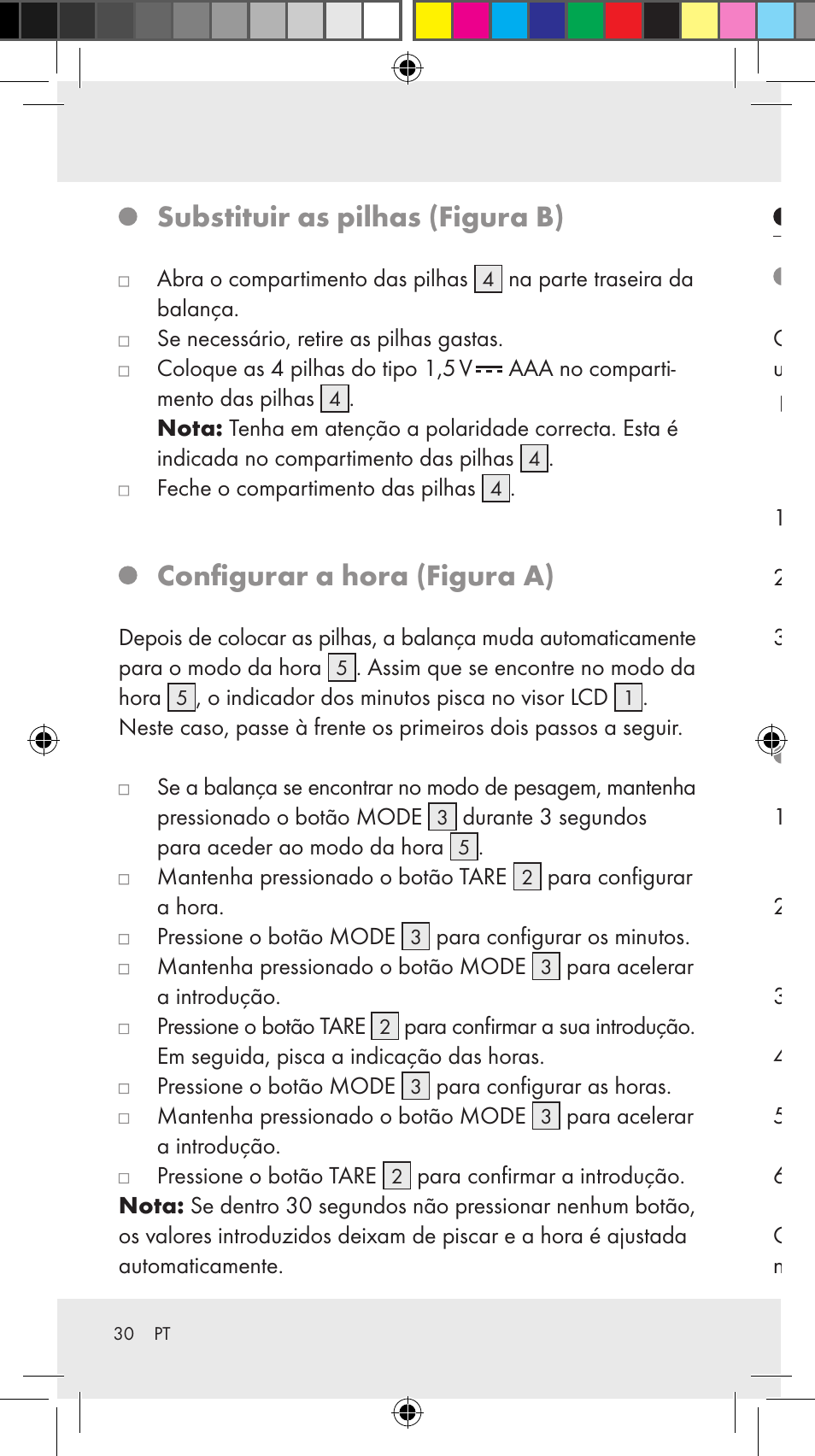 Substituir as pilhas (figura b), Configurar a hora (figura a), Utilização | Pesar (figura a), Pesagem adicional (figura a) | Silvercrest Z31246A Z31246B User Manual | Page 30 / 55