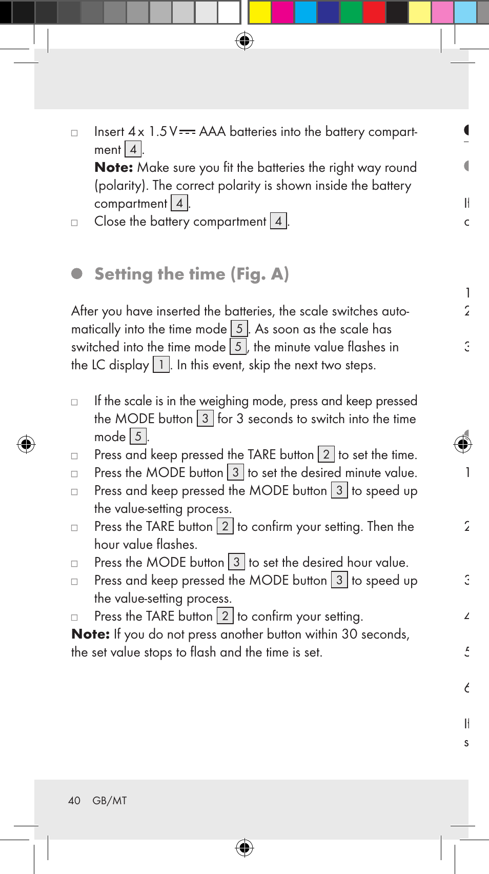 Setting the time (fig. a), Operation weighing (fig. a), Incremental weighing (fig. a) | Silvercrest Z31246A Z31246B User Manual | Page 40 / 55