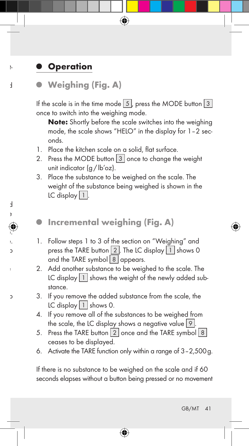 Setting the time (fig. a), Operation weighing (fig. a), Incremental weighing (fig. a) | Silvercrest Z31246A Z31246B User Manual | Page 41 / 55