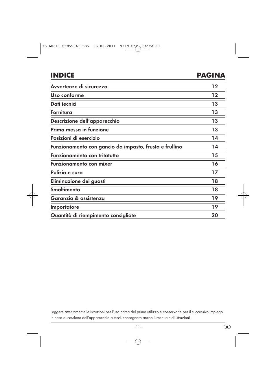 Indice pagina | Silvercrest SKM 550 A1 User Manual | Page 13 / 52