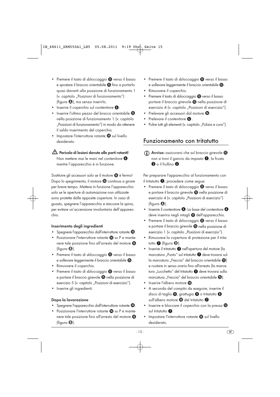 Funzionamento con tritatutto | Silvercrest SKM 550 A1 User Manual | Page 17 / 52