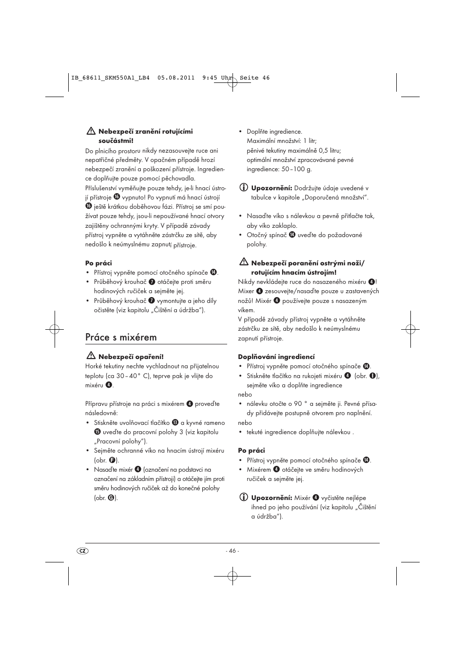 Práce s mixérem | Silvercrest SKM 550 A1 User Manual | Page 48 / 72