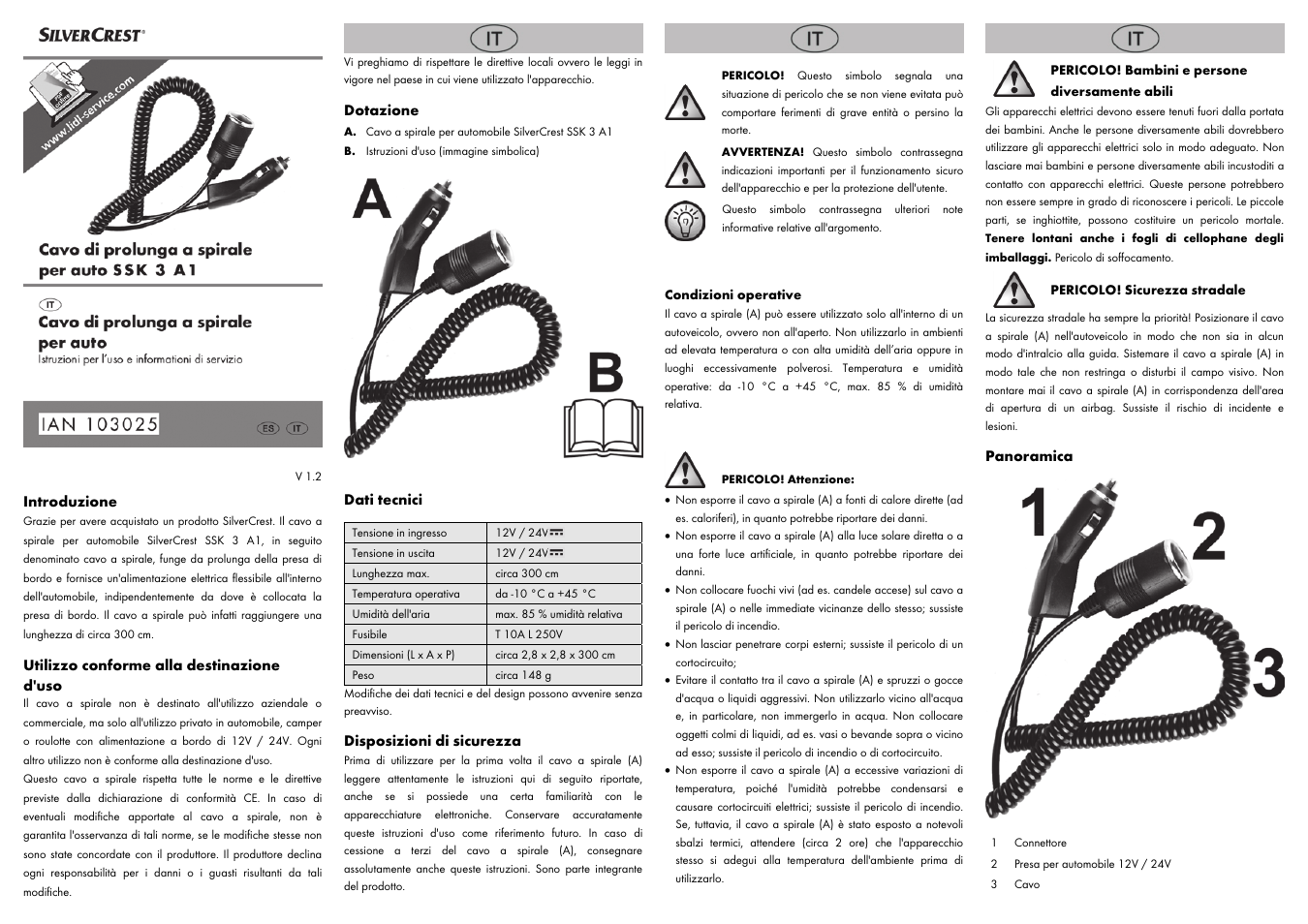 Introduzione, Utilizzo conforme alla destinazione d'uso, Dotazione | Dati tecnici, Disposizioni di sicurezza, Panoramica | Silvercrest SSK 3 A1 User Manual | Page 3 / 8