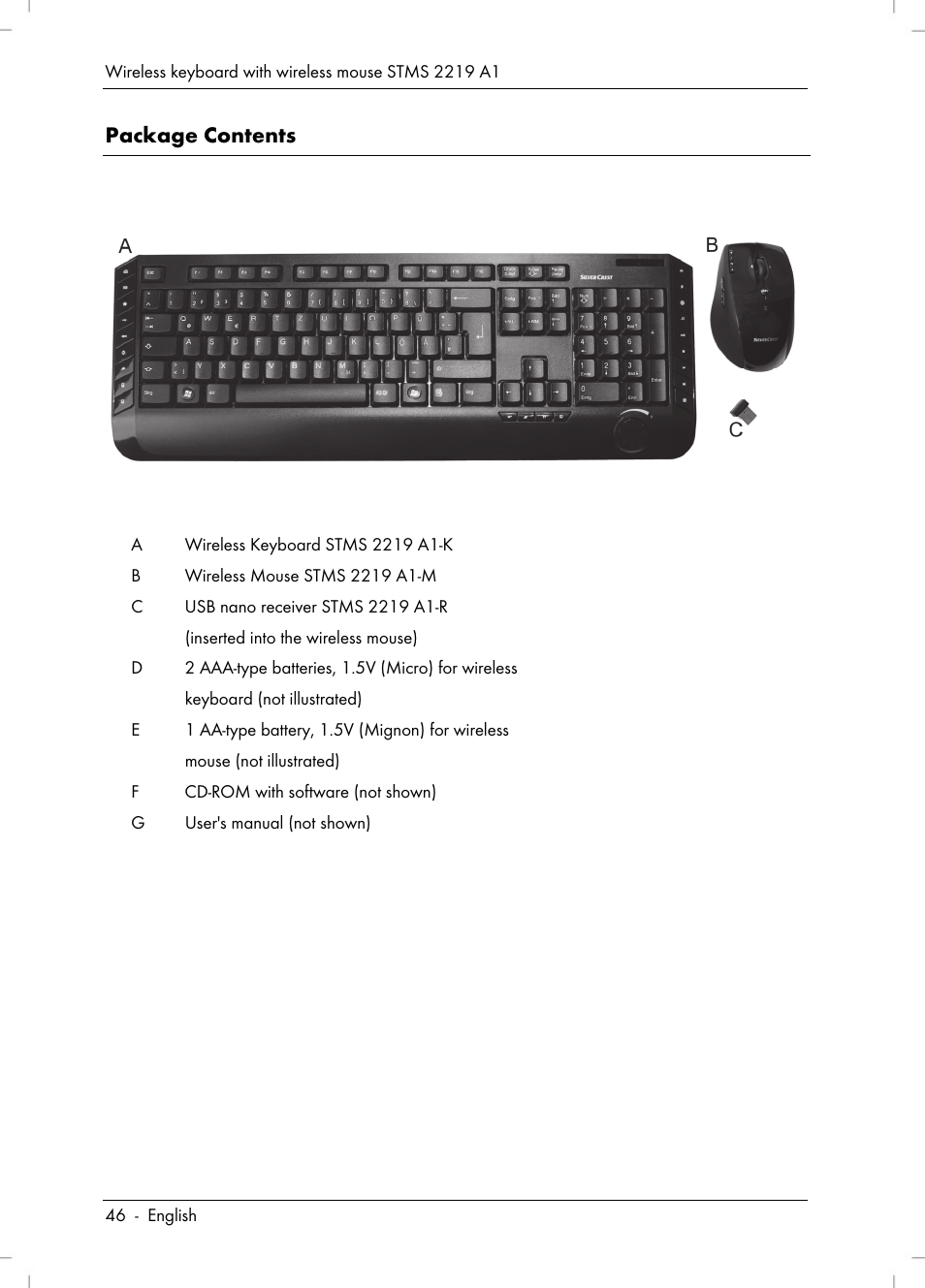 Package contents | Silvercrest STMS 2219 A1 User Manual | Page 48 / 88