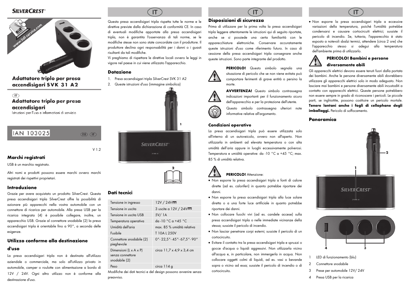 Marchi registrati, Introduzione, Utilizzo conforme alla destinazione d'uso | Dotazione, Dati tecnici, Disposizioni di sicurezza, Panoramica | Silvercrest SVK 31 A2 User Manual | Page 3 / 8