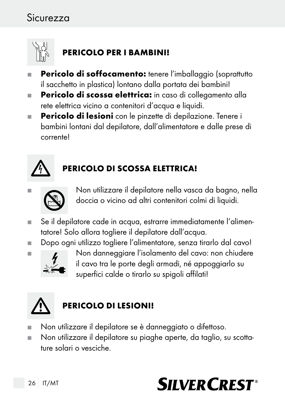 Sicurezza | Silvercrest SE 32 A1 User Manual | Page 26 / 85
