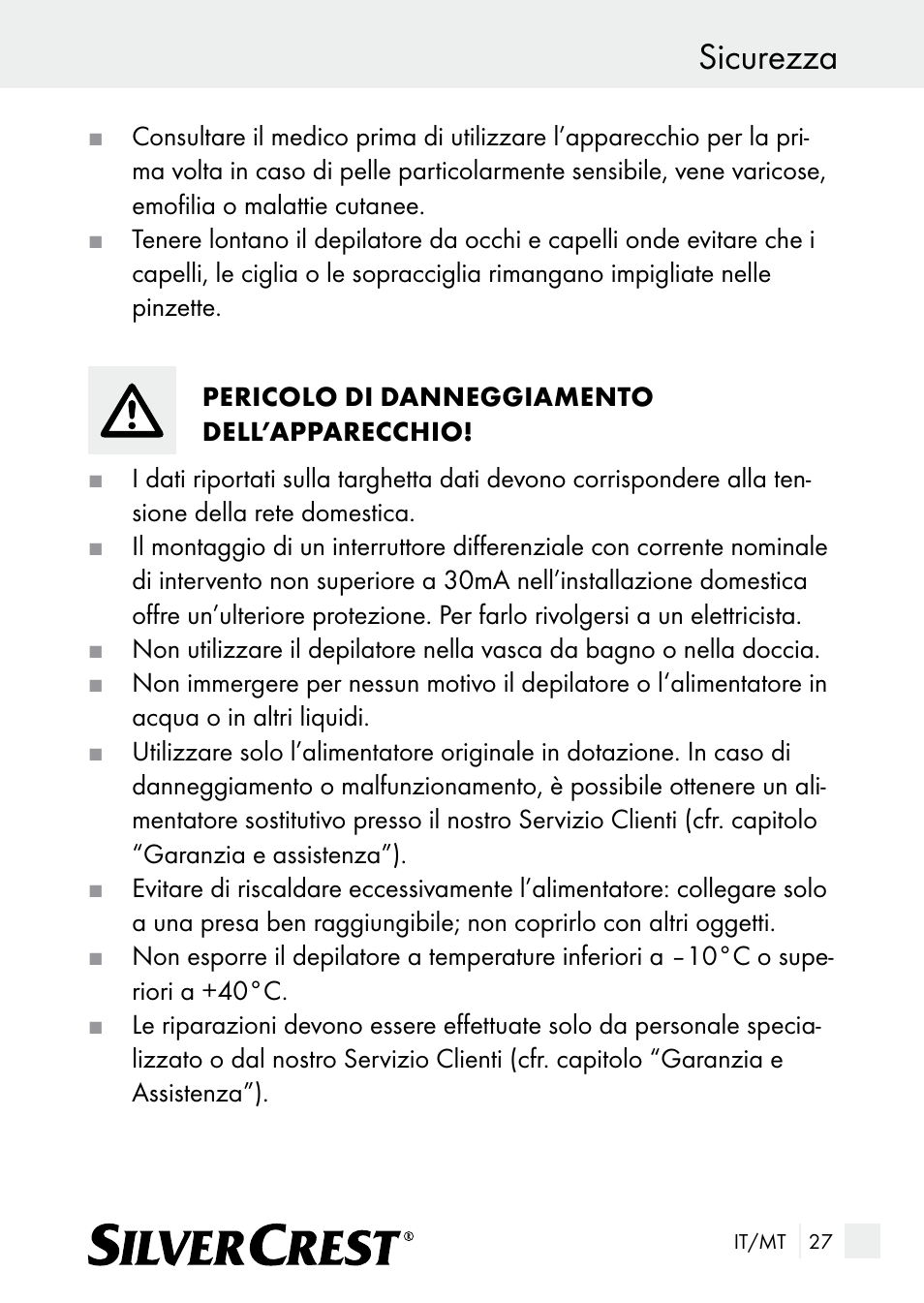 Sicurezza | Silvercrest SE 32 A1 User Manual | Page 27 / 85