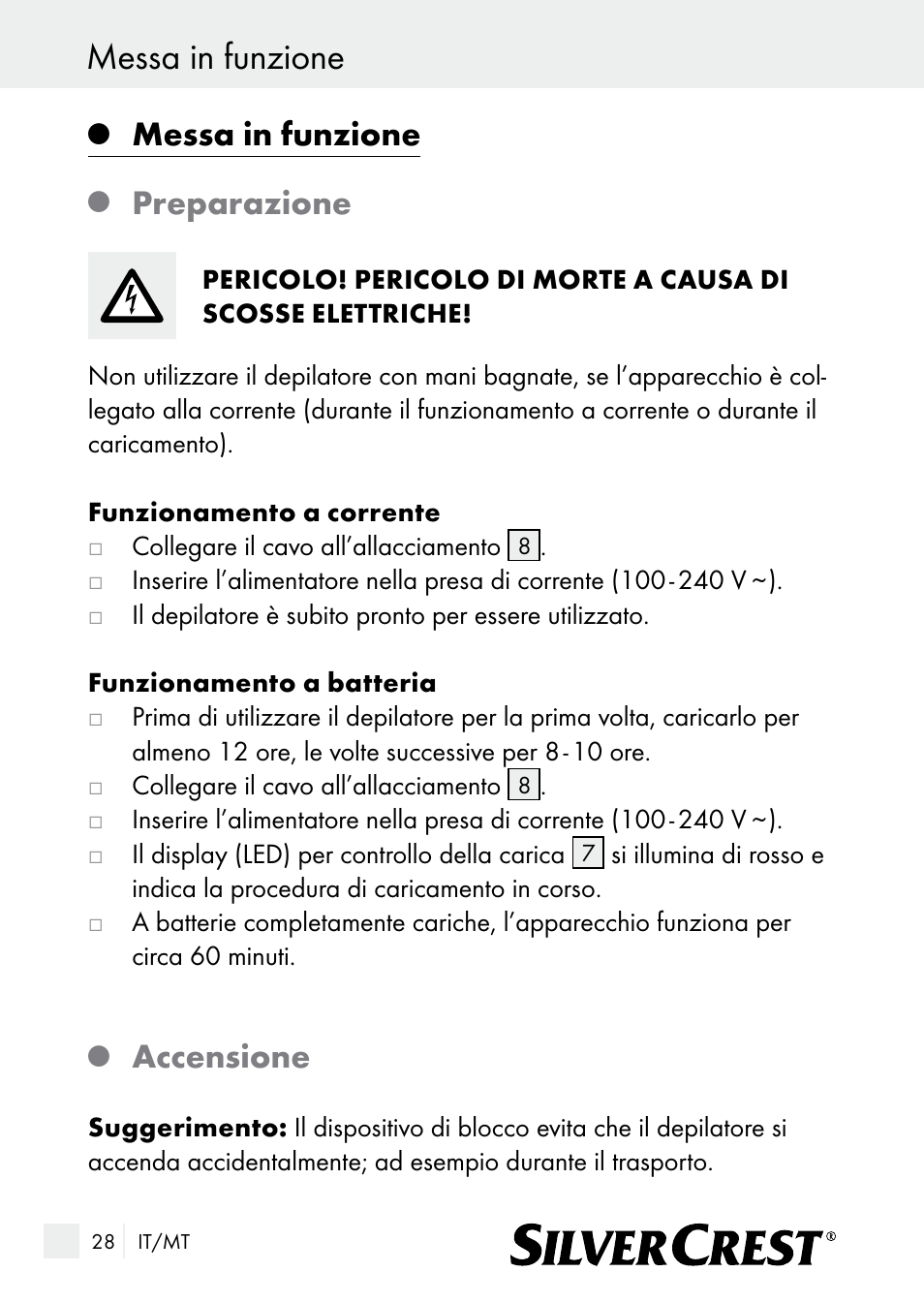 Messa in funzione, Preparazione, Accensione | Silvercrest SE 32 A1 User Manual | Page 28 / 85