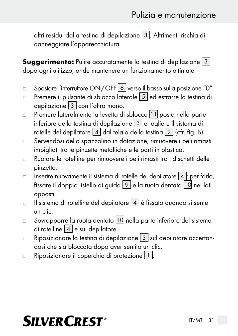 Pulizia e manutenzione | Silvercrest SE 32 A1 User Manual | Page 31 / 85
