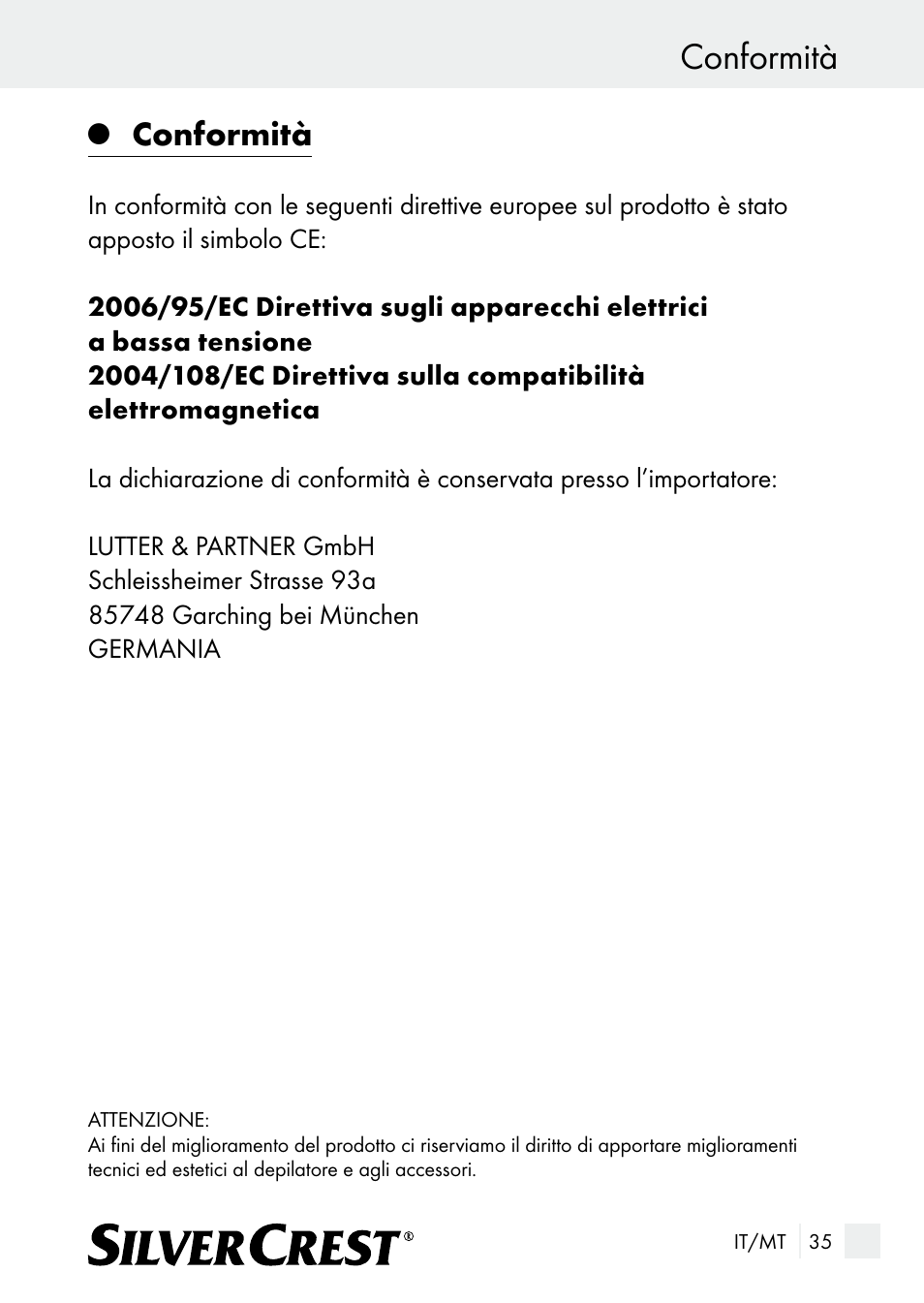 Conformità | Silvercrest SE 32 A1 User Manual | Page 35 / 85