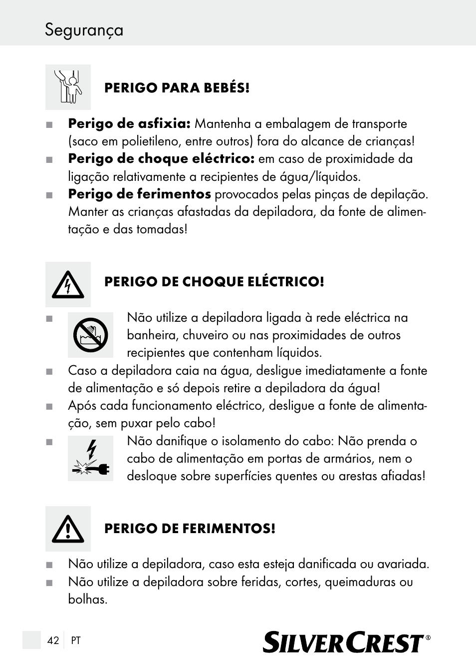 Segurança | Silvercrest SE 32 A1 User Manual | Page 42 / 85