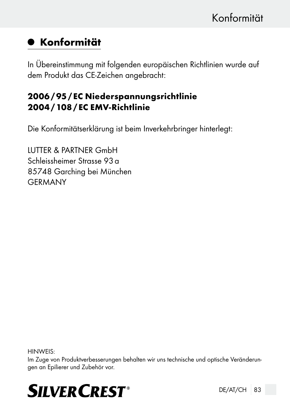 Konformität | Silvercrest SE 32 A1 User Manual | Page 83 / 85