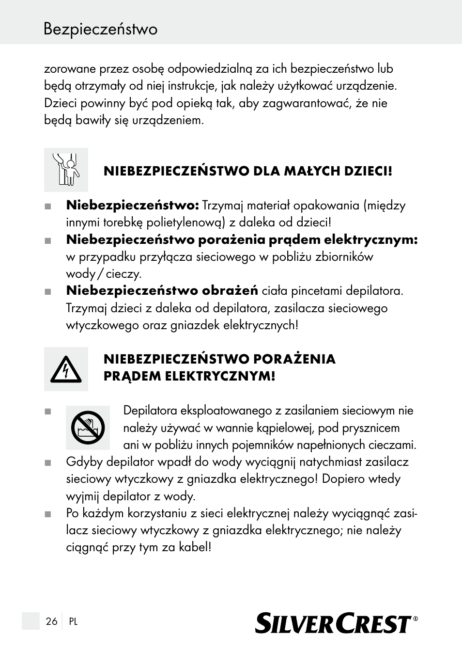 Bezpieczeństwo | Silvercrest SE 32 A1 User Manual | Page 26 / 103