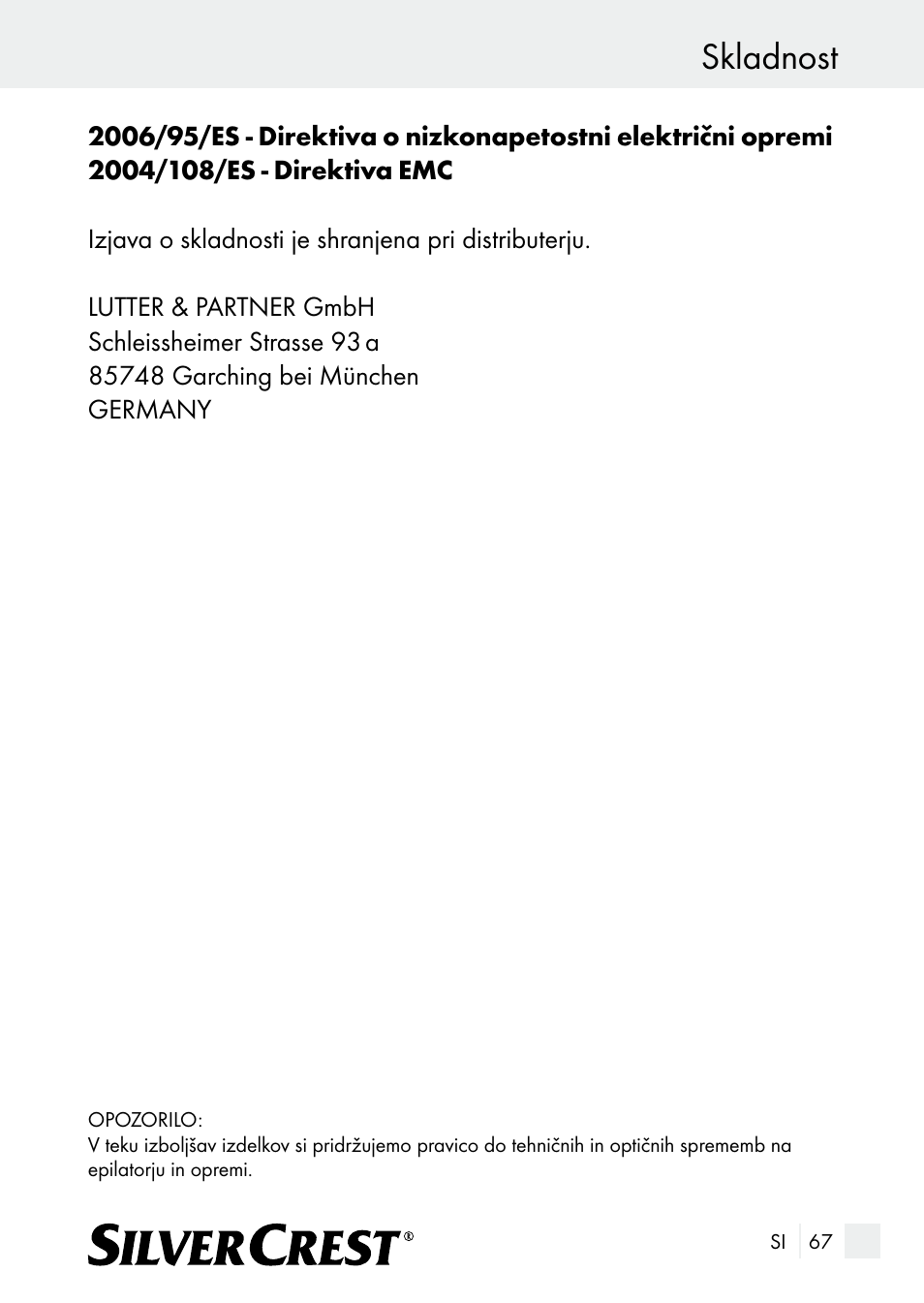 Skladnost | Silvercrest SE 32 A1 User Manual | Page 67 / 103