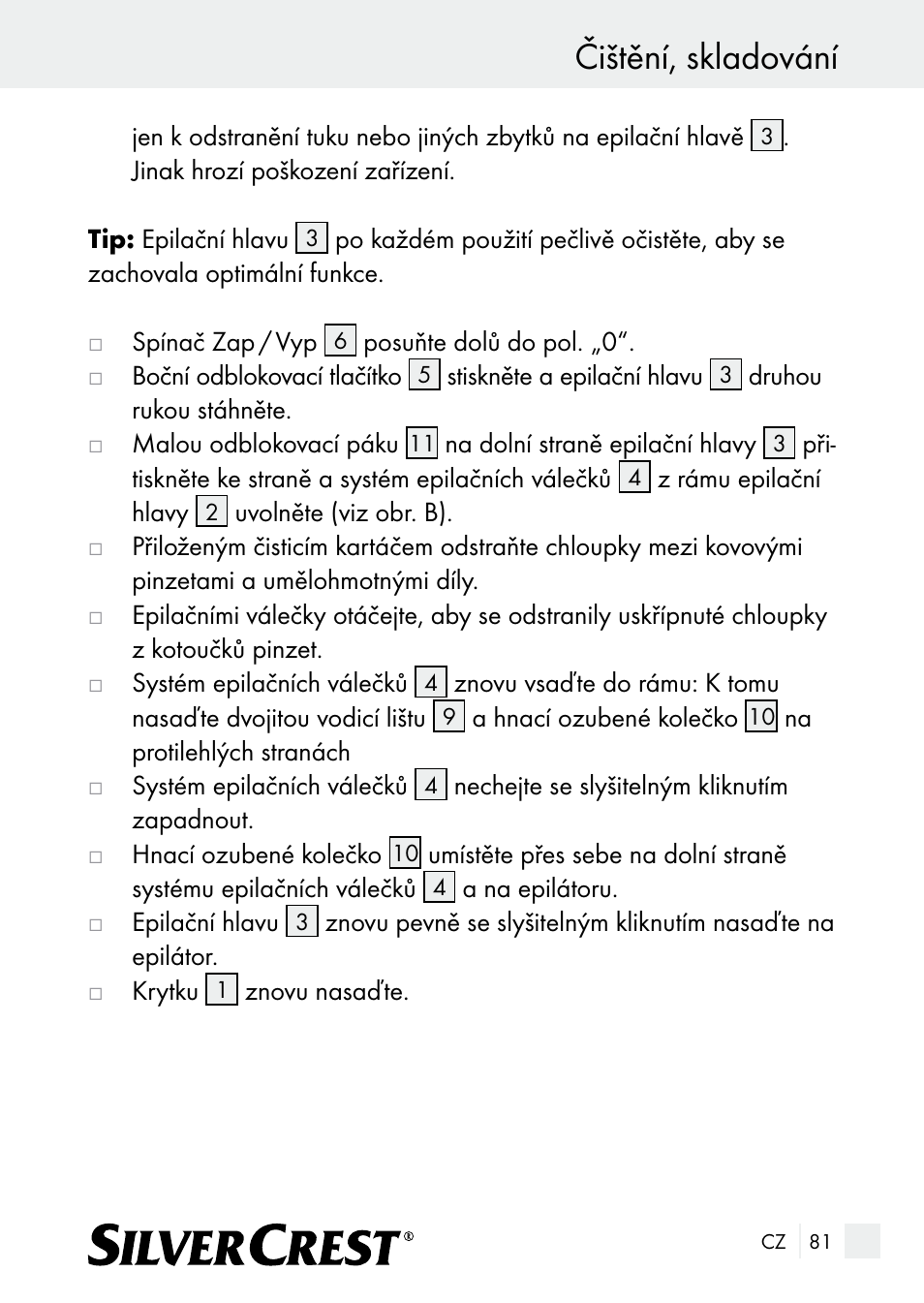 Čištění, skladování | Silvercrest SE 32 A1 User Manual | Page 81 / 103