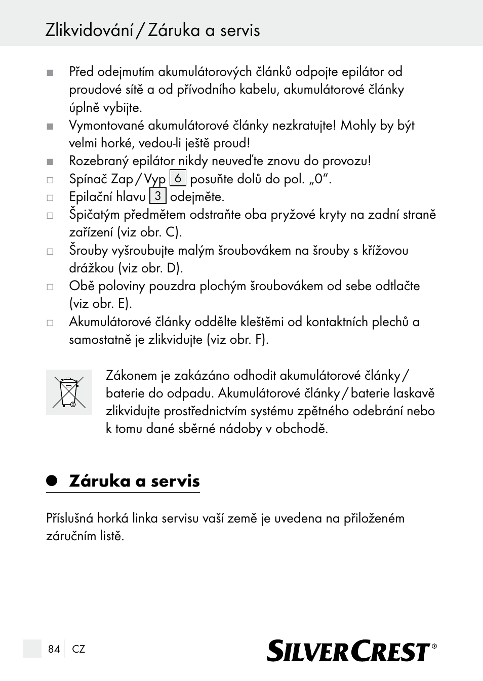 Zlikvidování / záruka a servis, Záruka a servis | Silvercrest SE 32 A1 User Manual | Page 84 / 103