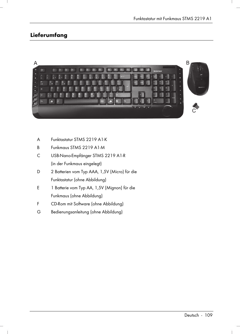 Lieferumfang | Silvercrest STMS 2219 A1 User Manual | Page 111 / 130