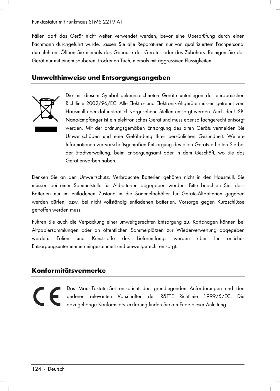 Umwelthinweise und entsorgungsangaben, Konformitätsvermerke | Silvercrest STMS 2219 A1 User Manual | Page 126 / 130