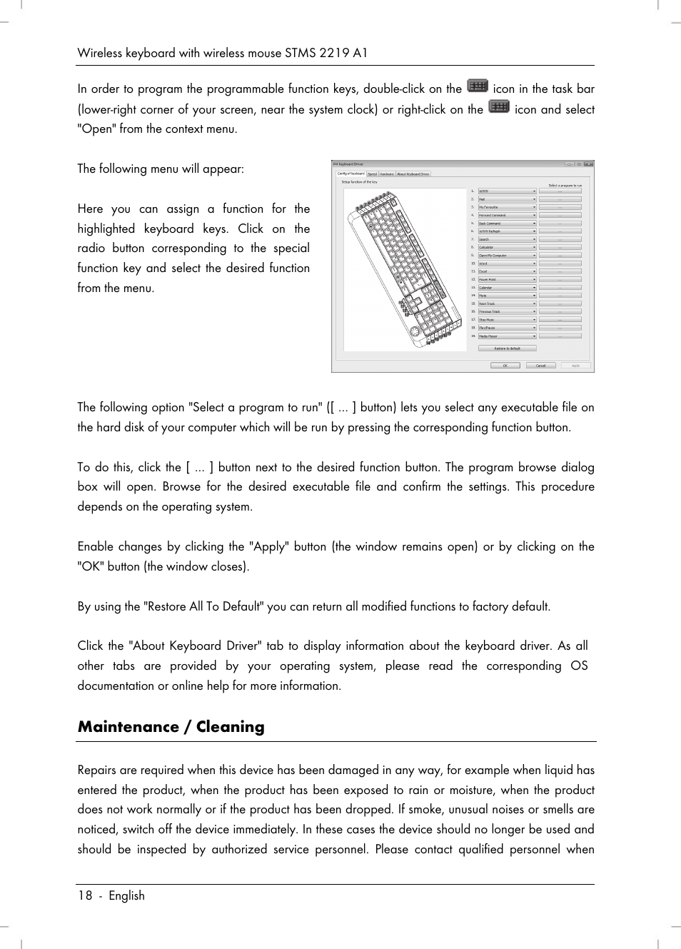 Maintenance / cleaning | Silvercrest STMS 2219 A1 User Manual | Page 20 / 130