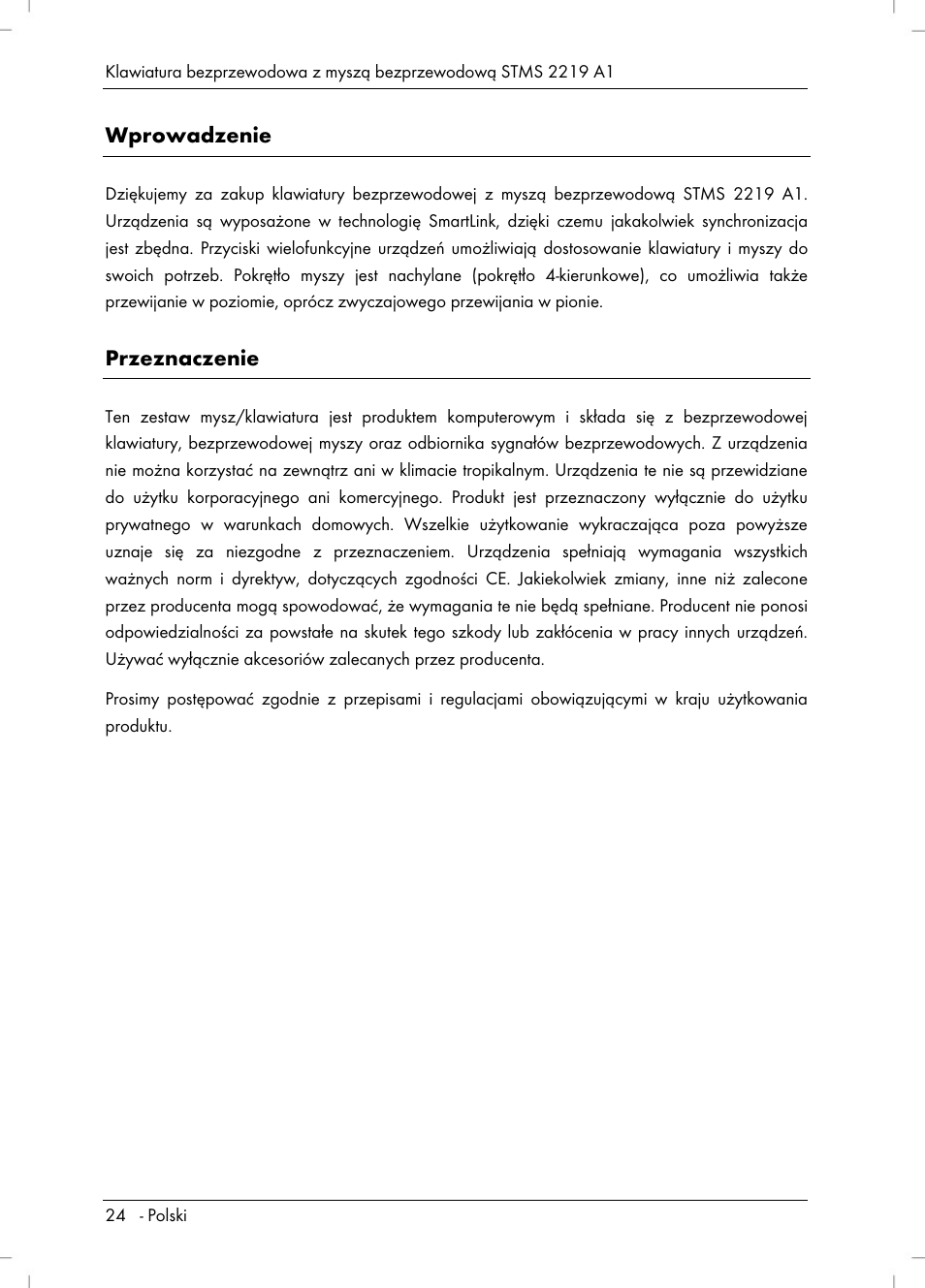 Wprowadzenie, Przeznaczenie | Silvercrest STMS 2219 A1 User Manual | Page 26 / 130