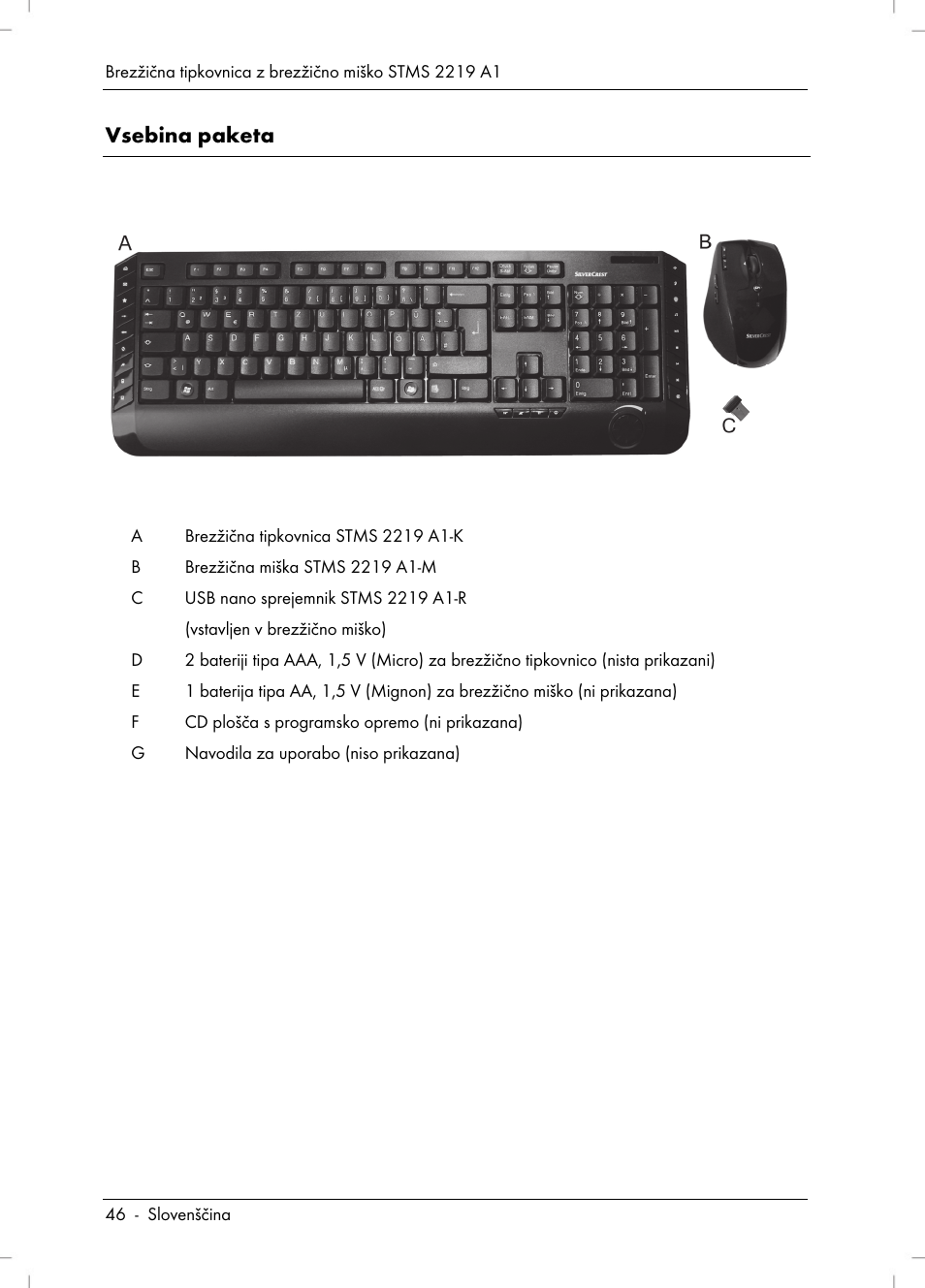 Vsebina paketa | Silvercrest STMS 2219 A1 User Manual | Page 48 / 130