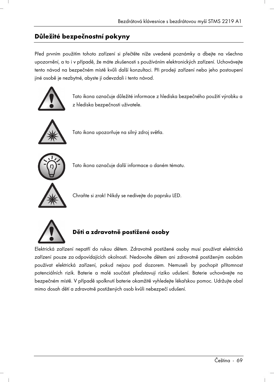 Důležité bezpečnostní pokyny | Silvercrest STMS 2219 A1 User Manual | Page 71 / 130