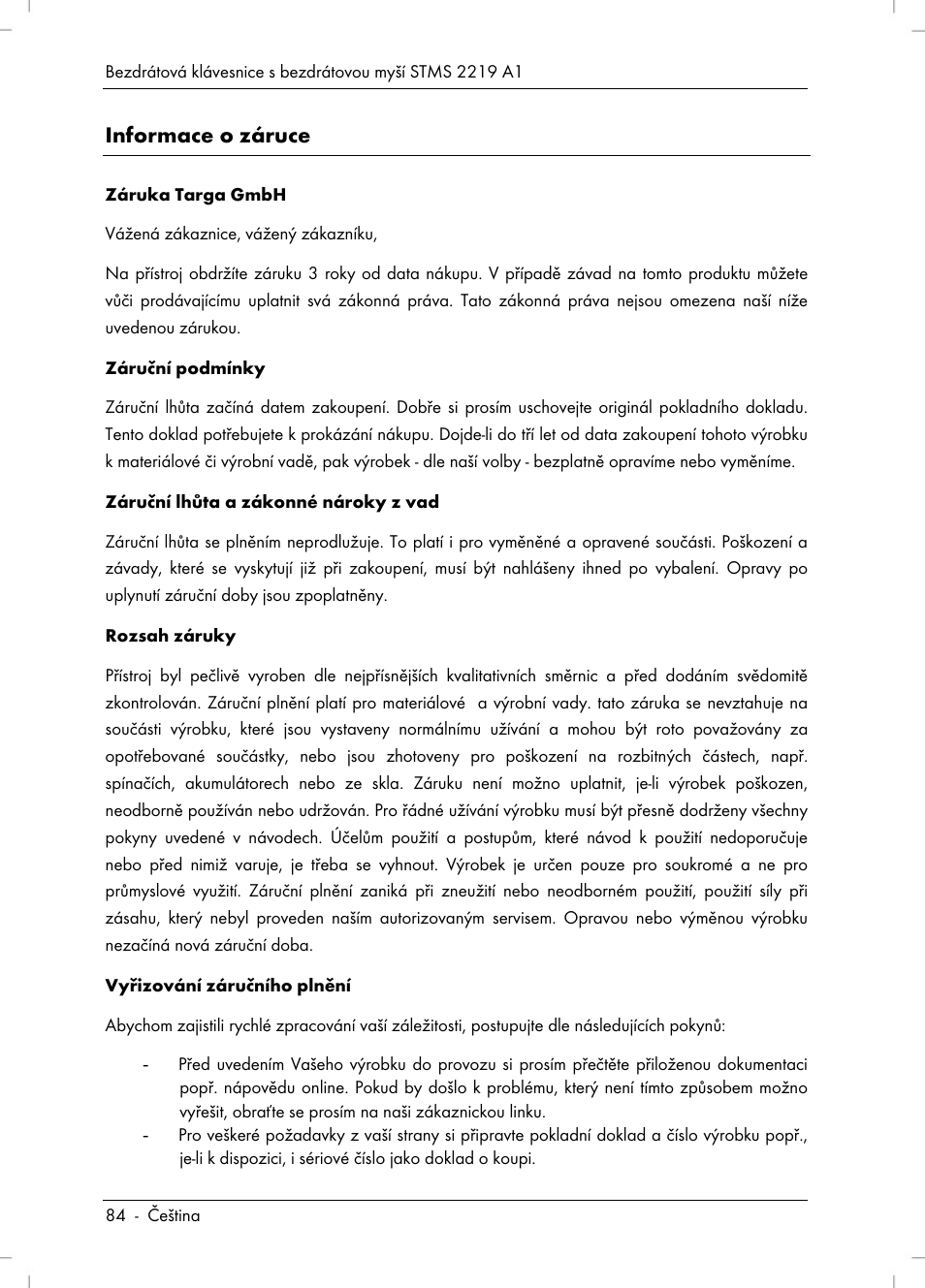 Informace o záruce | Silvercrest STMS 2219 A1 User Manual | Page 86 / 130