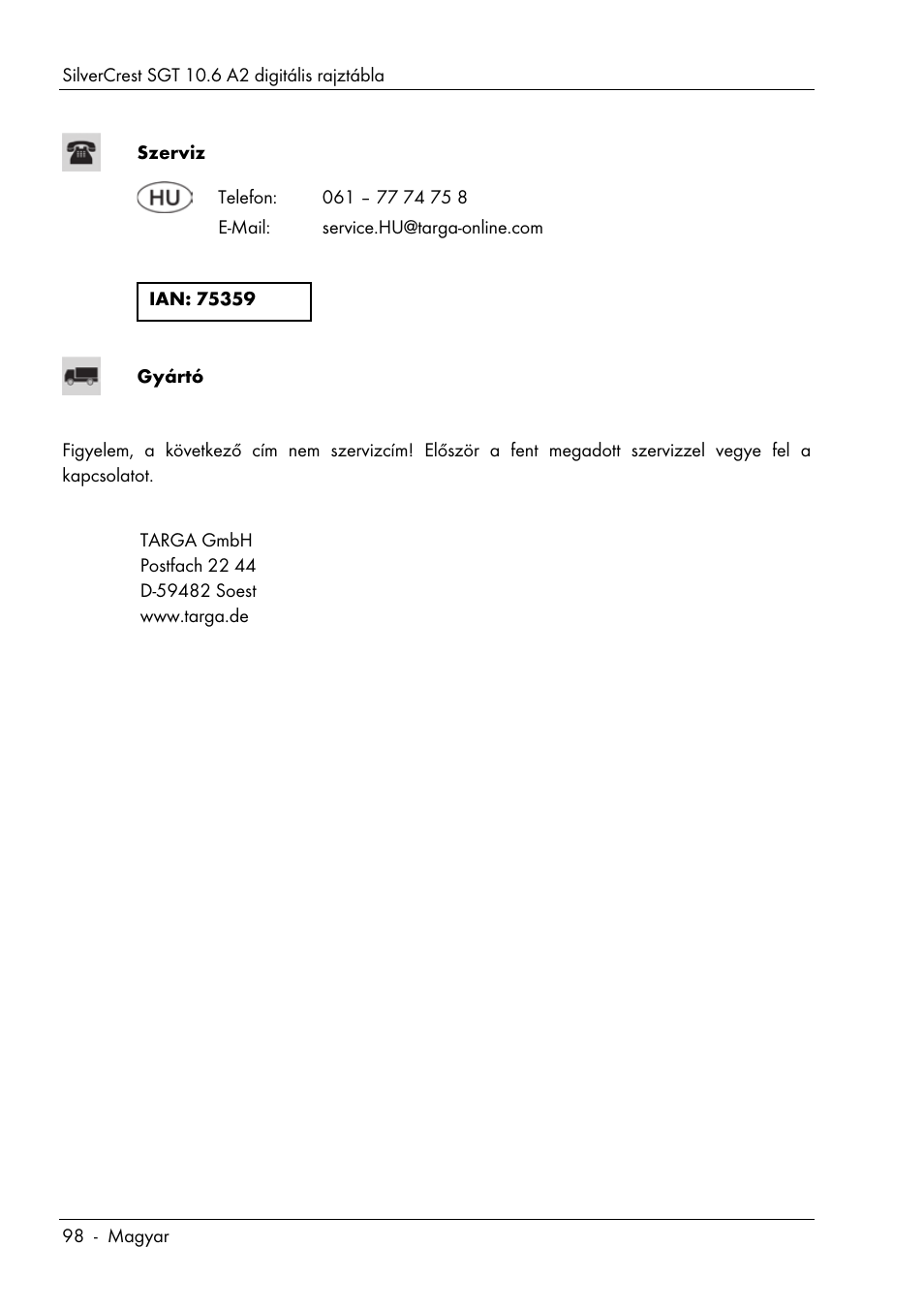 Silvercrest SGT 10.6 A2 User Manual | Page 100 / 198