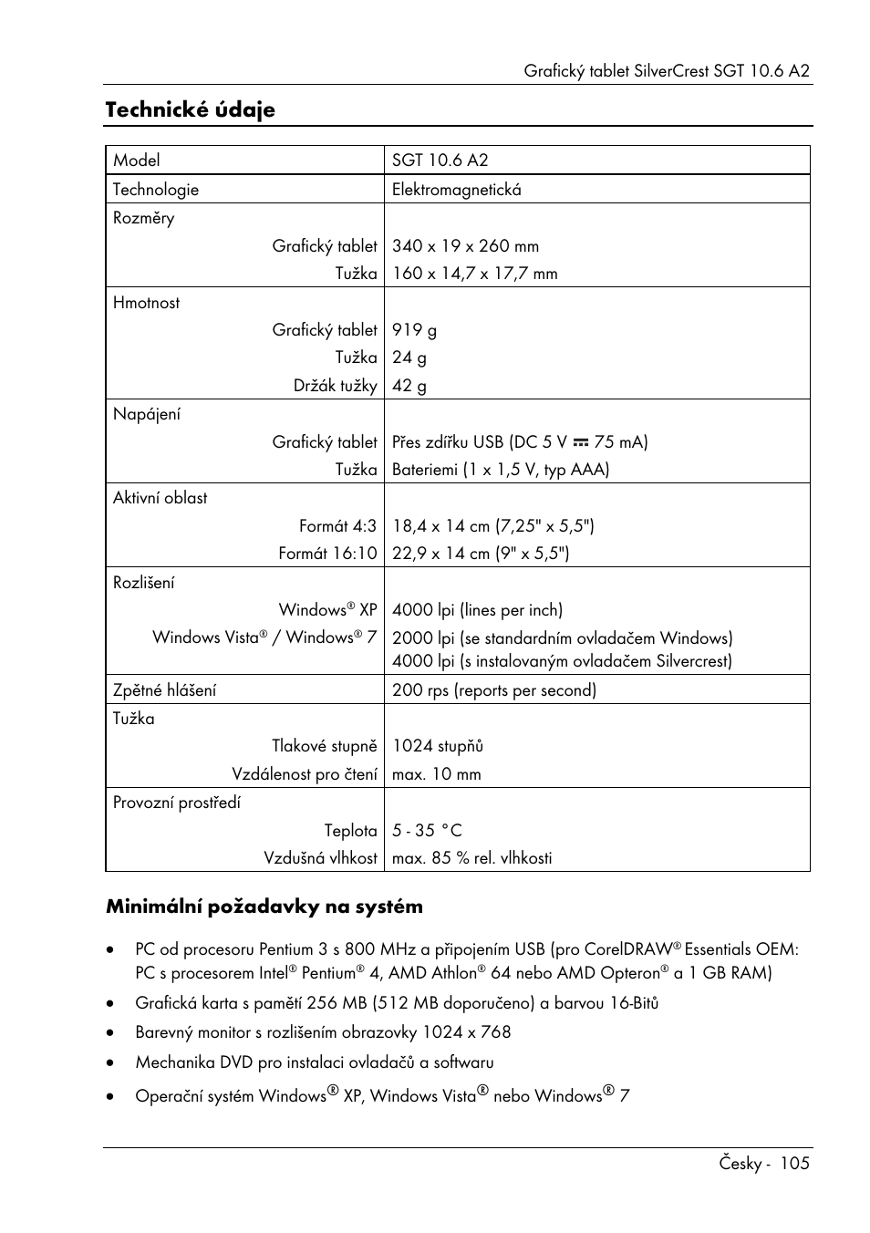Technické údaje | Silvercrest SGT 10.6 A2 User Manual | Page 107 / 198