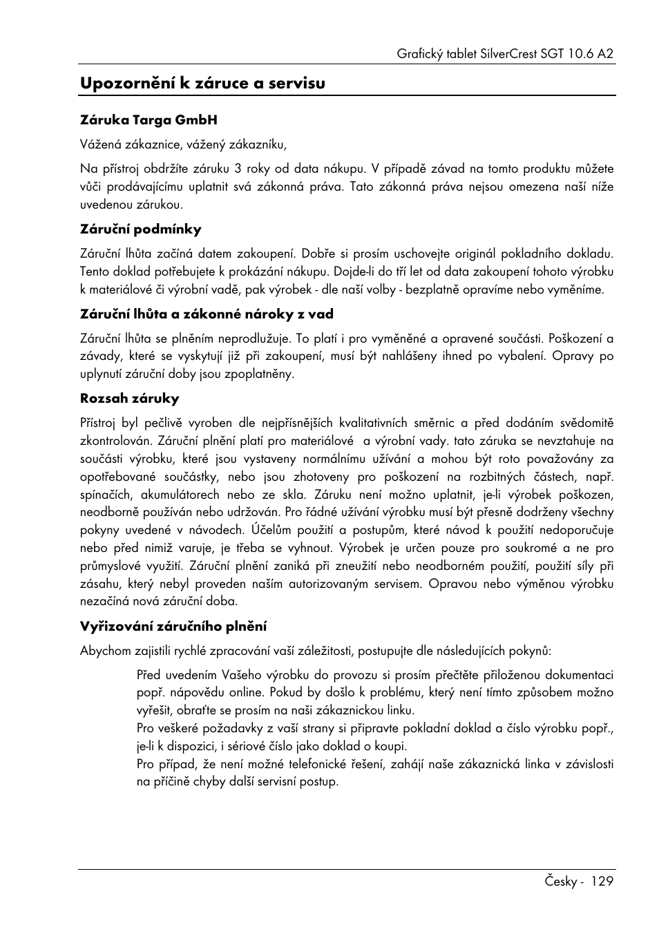 Upozornění k záruce a servisu | Silvercrest SGT 10.6 A2 User Manual | Page 131 / 198