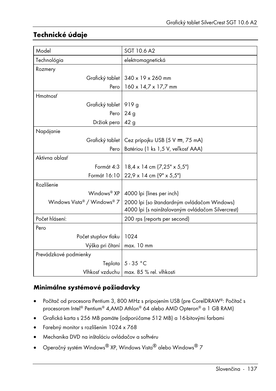 Technické údaje | Silvercrest SGT 10.6 A2 User Manual | Page 139 / 198
