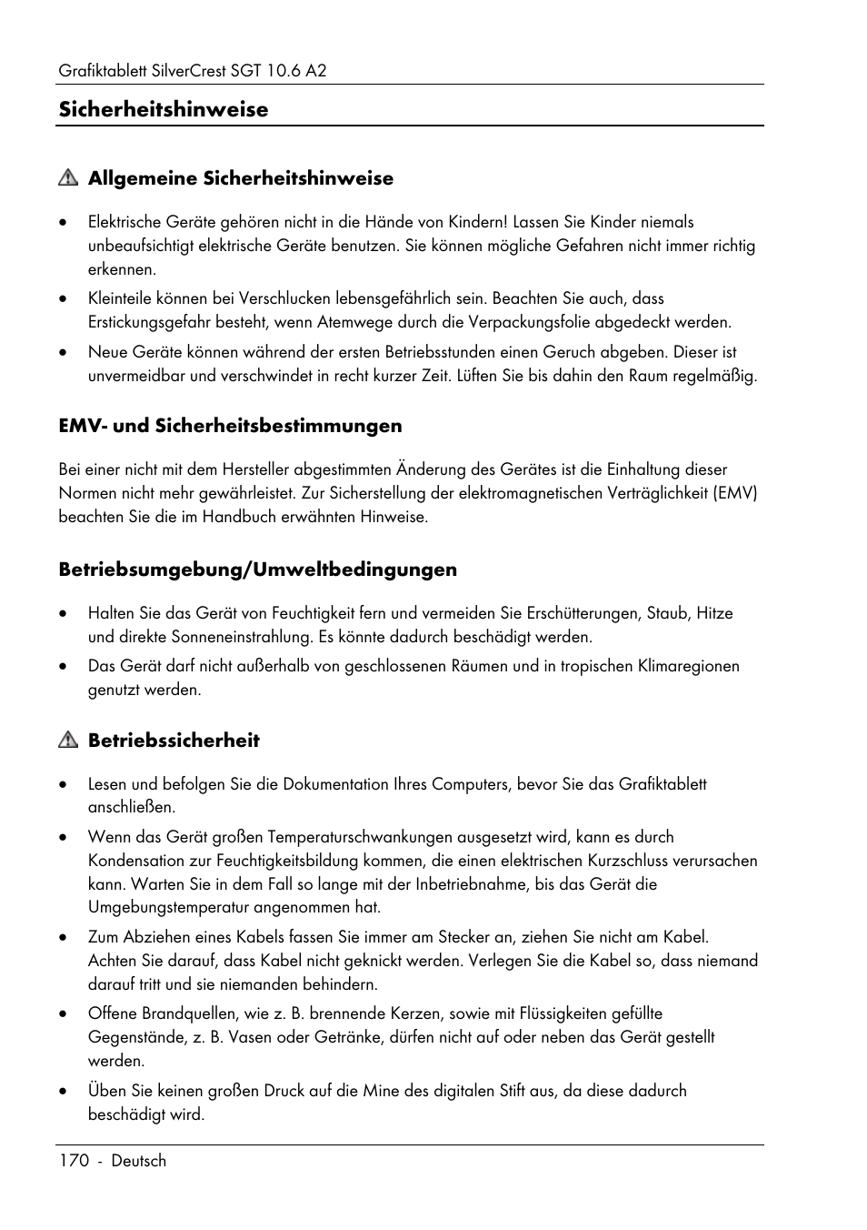 Sicherheitshinweise | Silvercrest SGT 10.6 A2 User Manual | Page 172 / 198