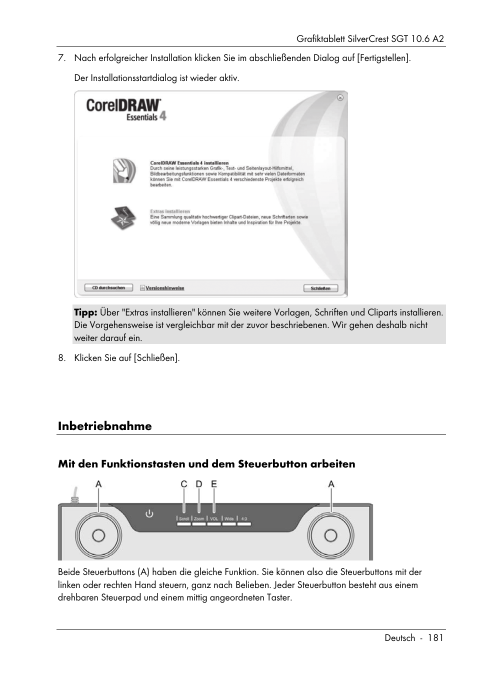 Inbetriebnahme | Silvercrest SGT 10.6 A2 User Manual | Page 183 / 198