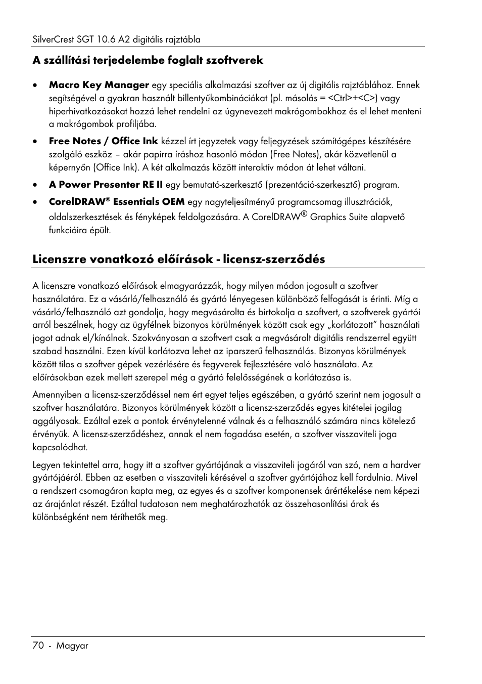 Licenszre vonatkozó előírások - licensz-szerződés | Silvercrest SGT 10.6 A2 User Manual | Page 72 / 198
