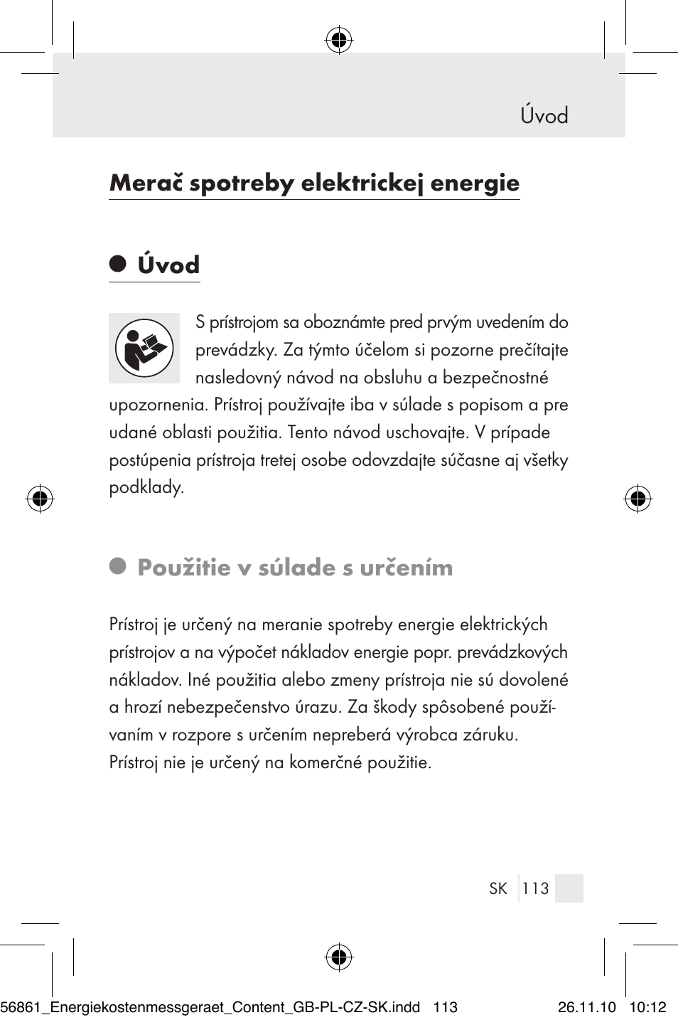 Merač spotreby elektrickej energie, Použitie v súlade s určením, Úvod | Silvercrest Energy Monitor User Manual | Page 111 / 141