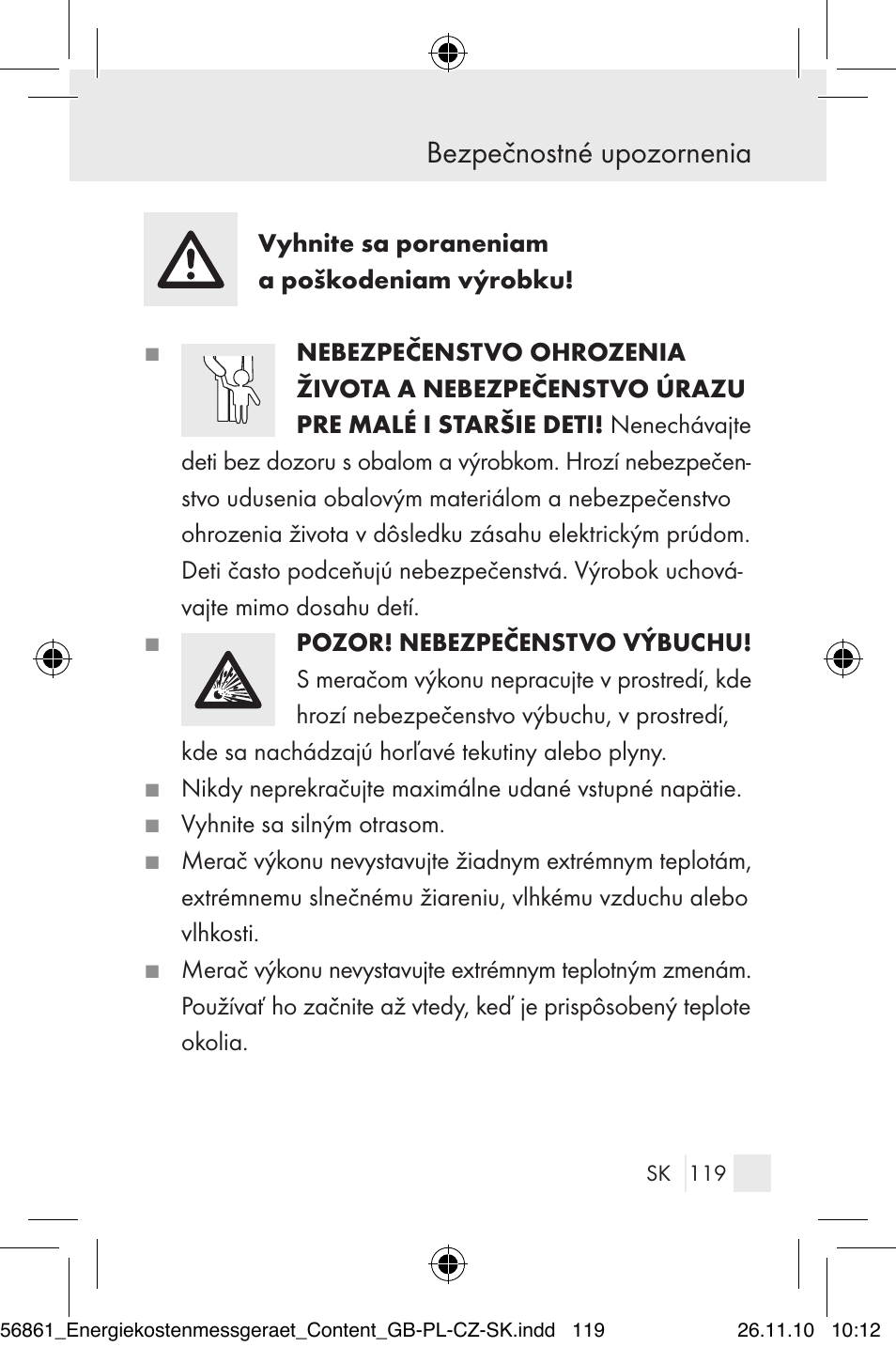 Bezpečnostné upozornenia | Silvercrest Energy Monitor User Manual | Page 117 / 141