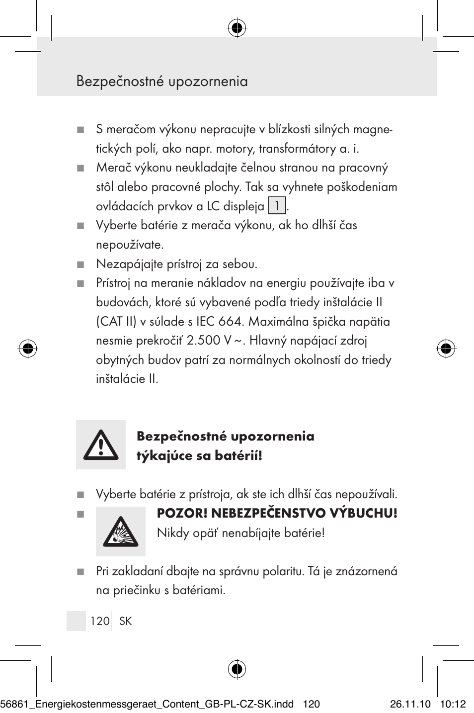 Bezpečnostné upozornenia | Silvercrest Energy Monitor User Manual | Page 118 / 141